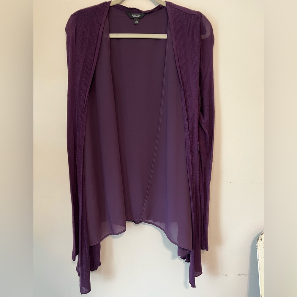 Deep Purple chiffon flyaway layered cardigan